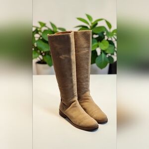 Women Vintage Suede Beige Tall Knee High Boots By Franco Sarto Size 9M